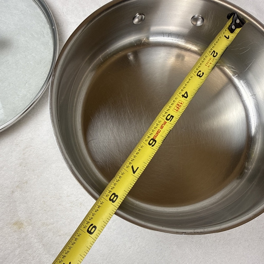 Emeril 8 Inch Stainless Steel Copper Core Saute Frying Pan With Lid Tall Sides - Picture 7 of 8